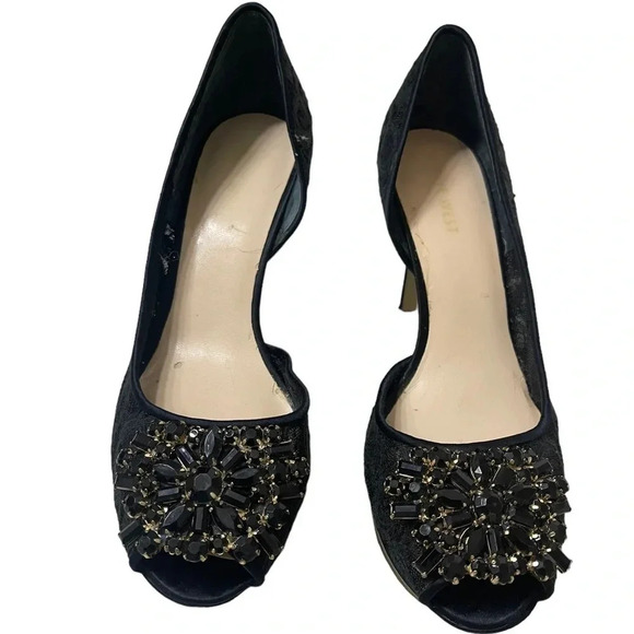 👠✨NINE WEST Black Lace Embellished Heels Size 7✨👠 - Picture 2 of 5